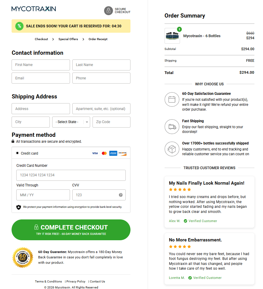 Mycotraxin order page